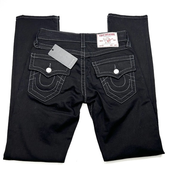 True Religion | Ricky Big T Relaxed Straight Flap Body Rinse Black NWT Size 27 - Picture 4 of 7
